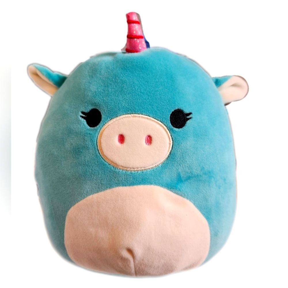 Kellytoy Squishmallow 8" Ace The Teal Unicorn, Excellent Condition